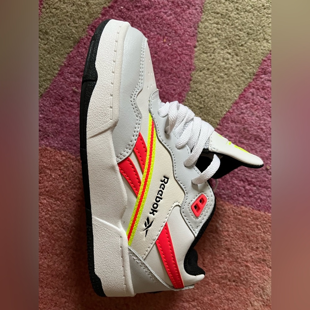 Reebok Kids White and Neon Pink and Yellow Sneakers. Never worn. Brand new!